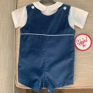 Fantasia Too Blue Velvet Shortall Set